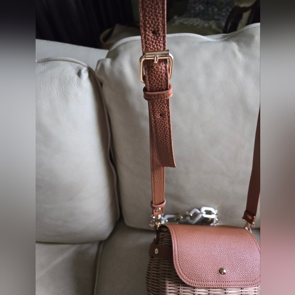 New Tommy Bahama Bag Rattan Brown Tan Crossbody Strap Handbag Purse Convertible - Picture 4 of 15